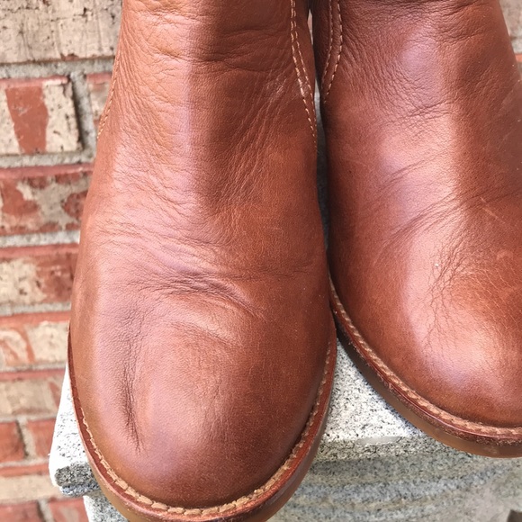 🚨B2G1 JOHNSTON & MURPHY Brown Leather Braid Strap  Wedge Booties - Picture 9 of 11
